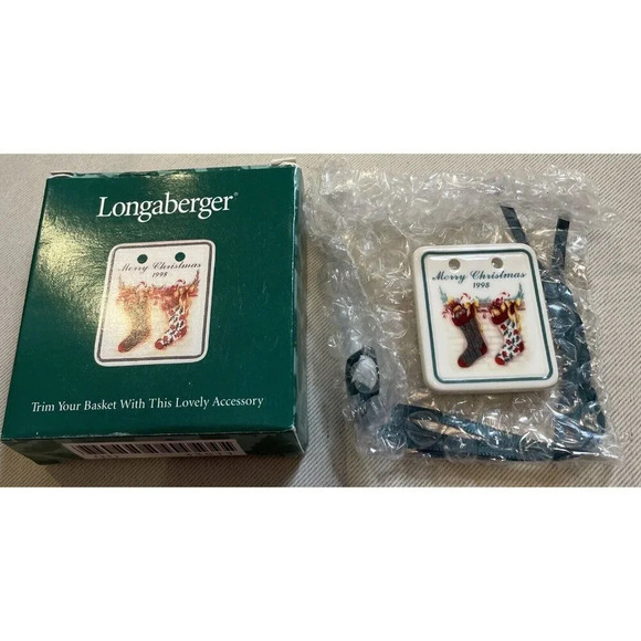 Longaberger Baskets‎ 1998 Merry Christmas Tie On Accessory NEW Stockings - Picture 1 of 3